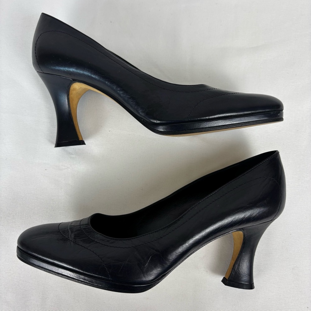 Donna Karen New York Pumps Leather Sleek Classic Sculpture Heel Black Size 6.5B - Picture 10 of 16